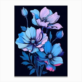 Blue And Pink Flowers 1 Canvas Print