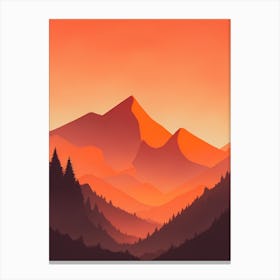 Misty Mountains Vertical Composition In Orange Tone 361 Canvas Print