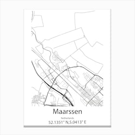 Maarssen,Netherlands Minimalist Map Canvas Print