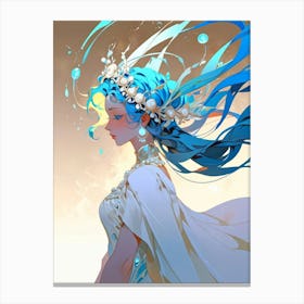 Anime Girl With Blue Hair 1 Canvas Print