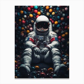 Astronaut In Ball Bath Canvas Print