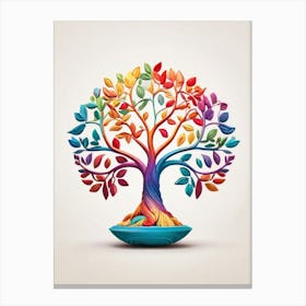 Default Stylized 3d Tree Of Life In Bright Rainbow Colors On A 1 (1) Canvas Print