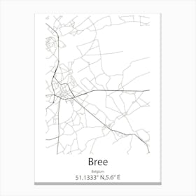 Bree,Belgium Minimalist Map Canvas Print