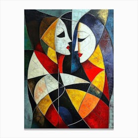 Couple Abstract Triangle Curve Square , Pablo Picasso , Geometric Shapes Canvas Print