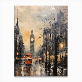 Vintage Winter Painting London England 3 Canvas Print