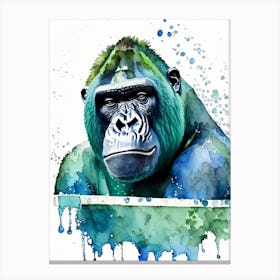 Gorilla In Bath Tub Gorillas Mosaic Watercolour 1 Canvas Print