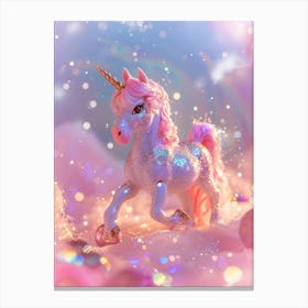 Toy Unicorn Pink Glitter Canvas Print