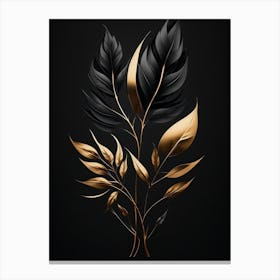 Black Gold Floral Design Canvas Print