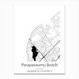 Paraparaumu,New Zealand Minimalist Map Canvas Print