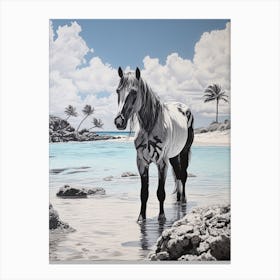 A Horse Oil Painting In Eagle Beach, Aruba, Portrait 3 Canvas Print