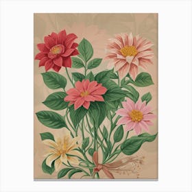 Dahlias/Floral Botanical Canvas Print