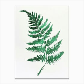Green Ink Painting Of A Tassel Fern 1 Canvas Print