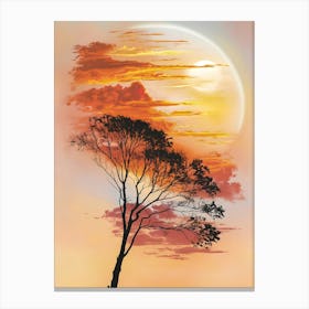 Sunset With A Tree Canvas Print