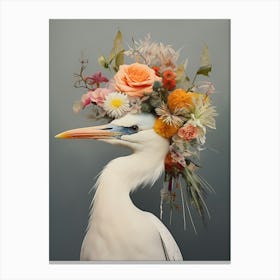 Bird With A Flower Crown Egret 1 Canvas Print