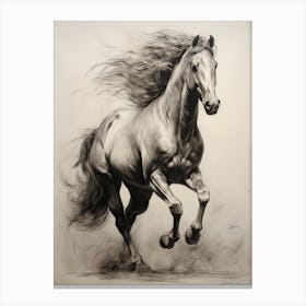 A Horse Painting In The Style Of Grisaille 3 Canvas Print