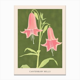Pink & Green Canterbury Bells 2 Flower Poster Canvas Print