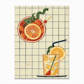 Geometric Cocktails Grid Background Canvas Print