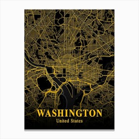 Washington Gold City Map 1 Canvas Print