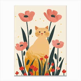 Cat In Flowers 4 Canvas Print