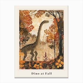 Dinosaur In An Autumnal Forest 4 Poster Canvas Print