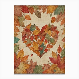 Autumn Leaves Heart 3 Canvas Print