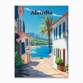 Alcudia Spain Island Paradise Travel Art Illustration Canvas Print