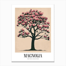 Magnolia Tree Colourful Illustration 2 Poster Canvas Print