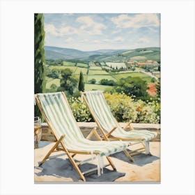 Sun Lounger By The Pool In Montalcino Italy Canvas Print