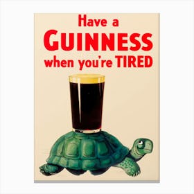 Guiness Turtle Vintage Poster Cocktails Kitchen Canvas Print