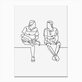 Friends talking monoline drawing Canvas Print