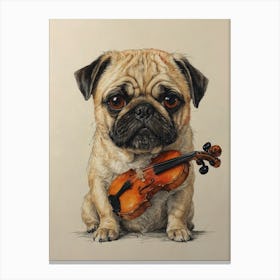 Pug Dog Playing Violin Canvas Print