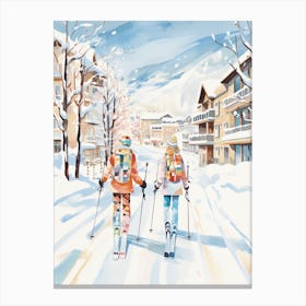 Telluride Ski Resort   Colorado Usa, Ski Resort Illustration 2 Canvas Print