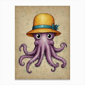 Octopus In A Hat Canvas Print