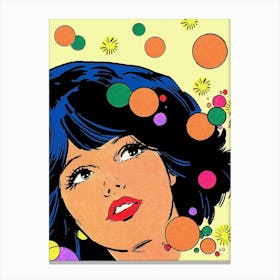 Pop Art Psychedelic Girl in Seventies Mood Canvas Print