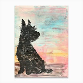 Pastel Bouvier Des Flandres Dog Pastel Line Illustration 3 Canvas Print