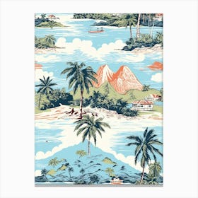 Bora Bora In French Polynesia, Inspired Travel Pattern 2 Canvas Print