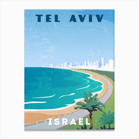 Tel Aviv, Israel — Retro travel minimalist poster Canvas Print