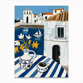 Blue And White Tablecloth Canvas Print