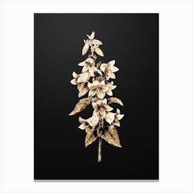 Gold Botanical Bellflowers on Wrought Iron Black n.3069 Canvas Print