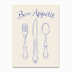 Bon Appétit Cutlery - Royal Blue Canvas Print