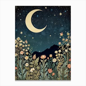 Moon Night Style William Morris 9 Canvas Print