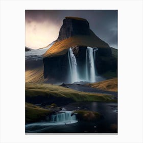 Kirkjufellsfoss, Iceland Realistic Photograph (2) Canvas Print