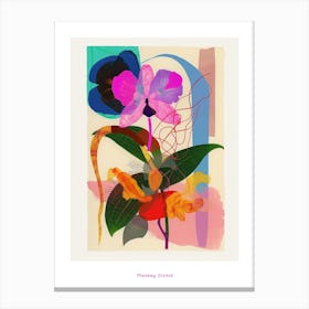 Monkey Orchid 1 Neon Flower Collage Poster Canvas Print