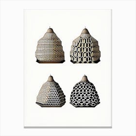 4 Beehive In A Row Vintage Canvas Print