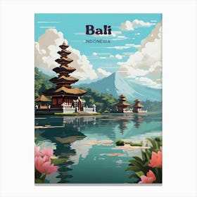 Bali Indonesia Temple Travel Illustration Canvas Print