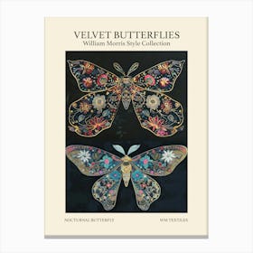 Velvet Butterflies Collection Nocturnal Butterfly William Morris Style 9 Canvas Print