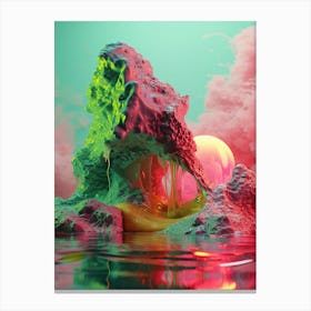 Multicolored Volcano 3d Digital Painting Canvas Print