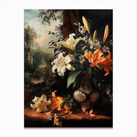 Baroque Floral Still Life Lily 1 Canvas Print