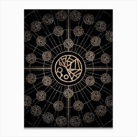 Geometric Glyph Abstract Radial Array in Glitter Gold on Black n.0421 Canvas Print