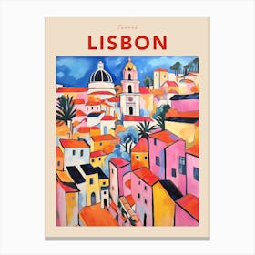 Lisbon Portugal 2 Fauvist Travel Poster Canvas Print